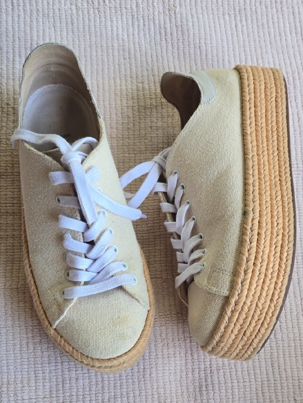 Schutz Clover Cream Platform Espadrille Sneakers Size 7